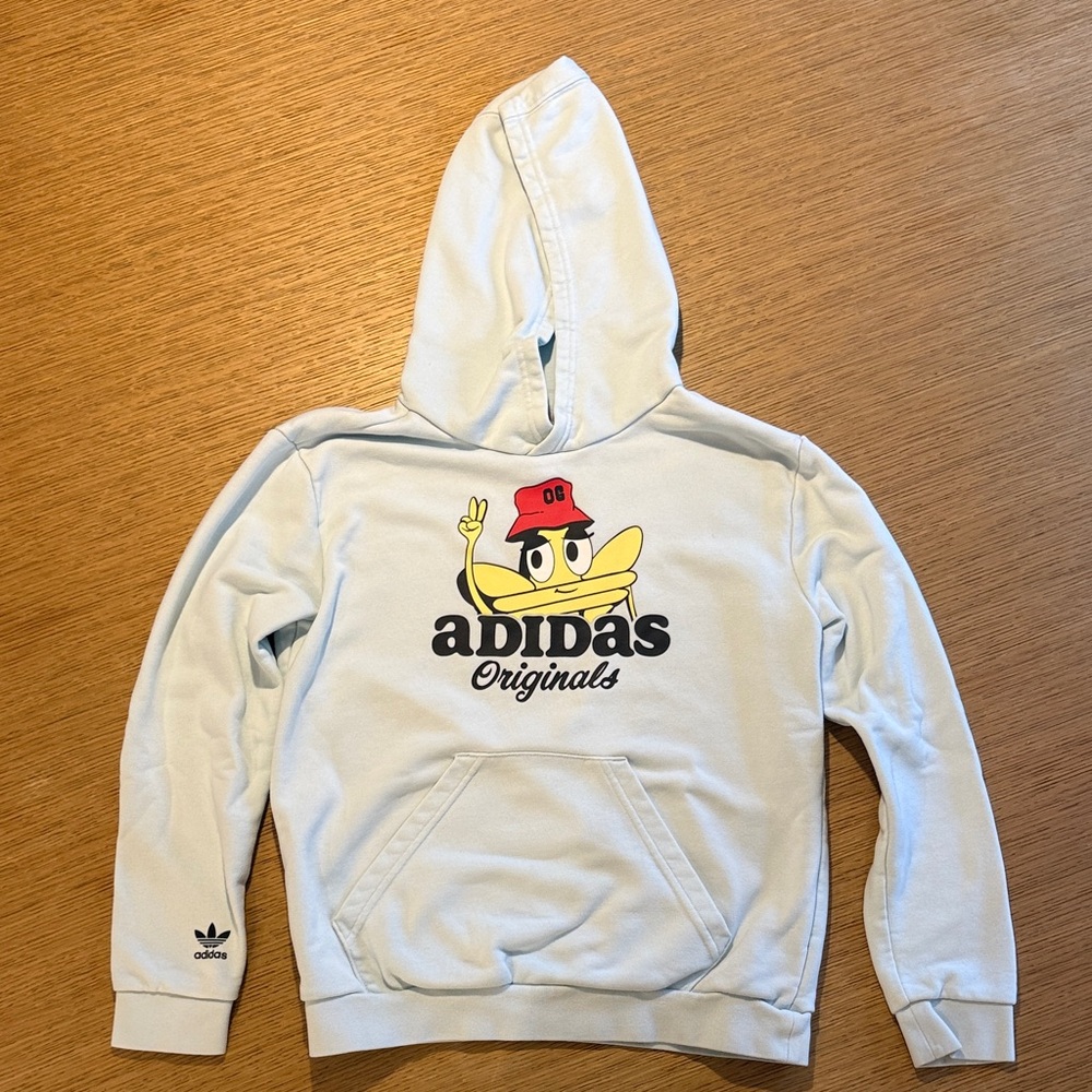 Adidas Originals Cartoon Graphic Hoodie Light Blue Youth M - Trefoil
 (B4)